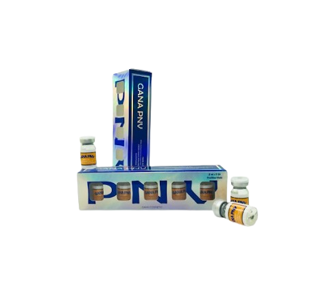 GANA PNV skinbooster dengan cross-linked hyaluronic acid, glutathione, dan PDRN untuk menghidrasi, mencerahkan, dan meregenerasi kulit.